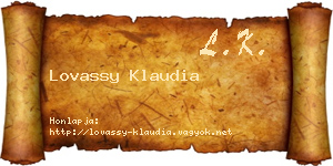 Lovassy Klaudia névjegykártya